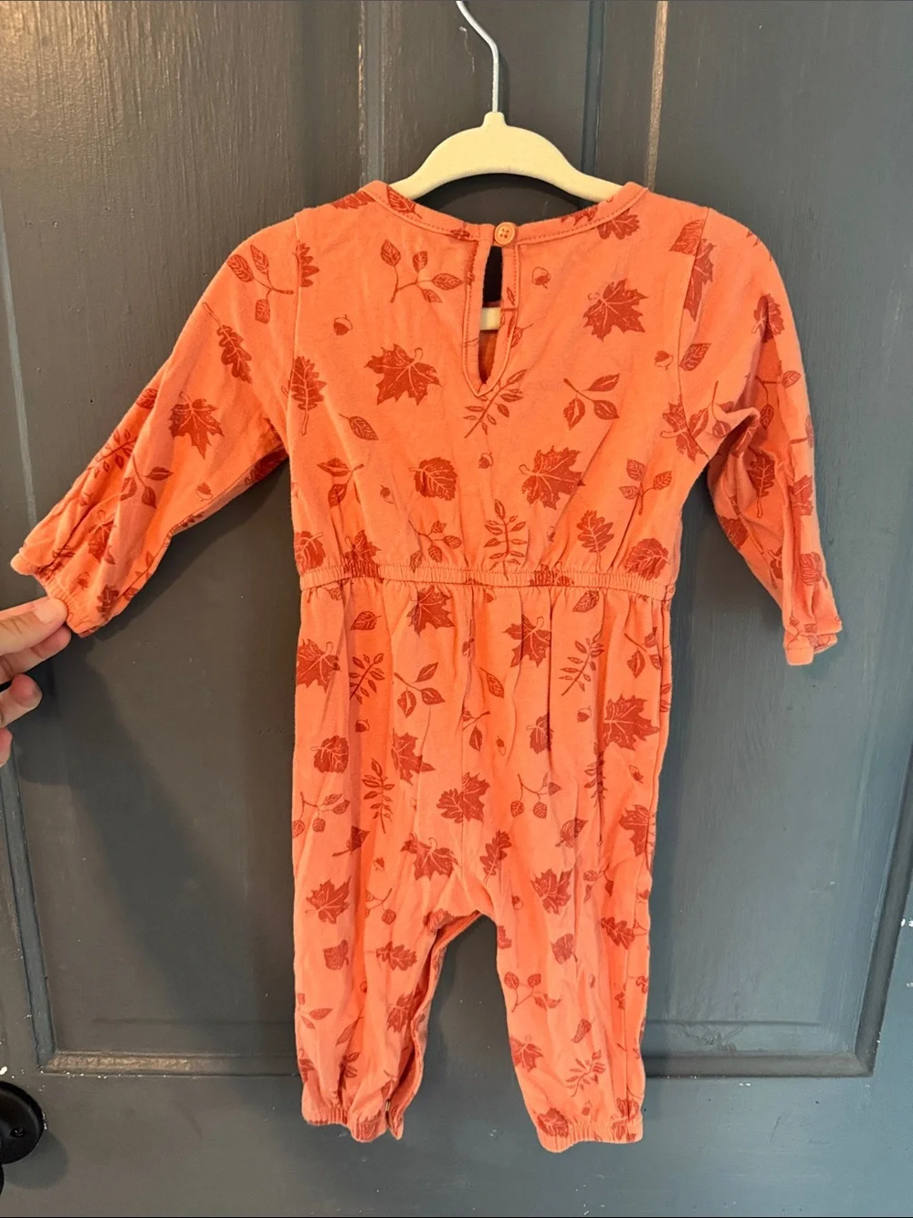Old Navy Orange Leaf-Print Baby One-Piece